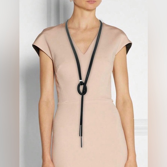 New XL Long Black Lariat Statement Necklace / Multipurpose Jewelry - Oversized - Picture 1 of 13